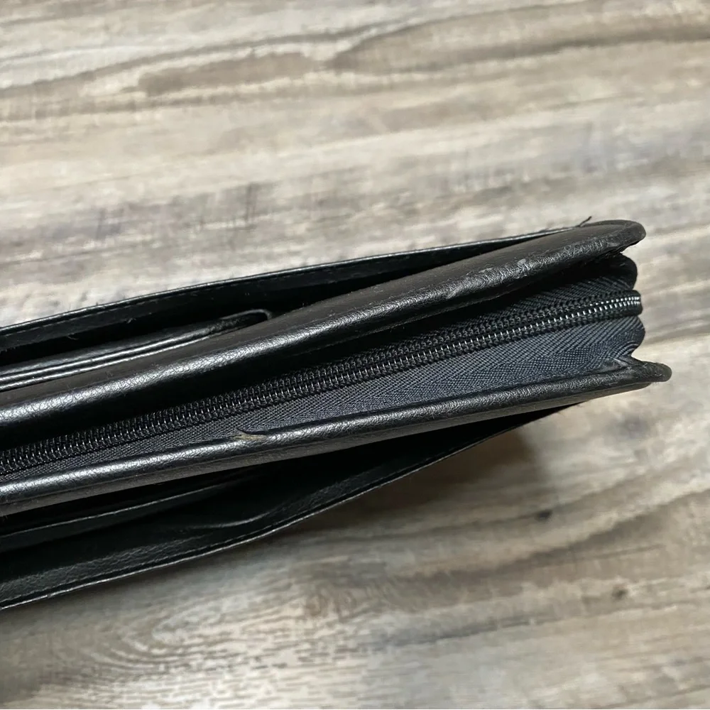 Vintage Plan Pro 2001 Black Leather Briefcase Hand Bag Zip-Up - Schedule, Notes